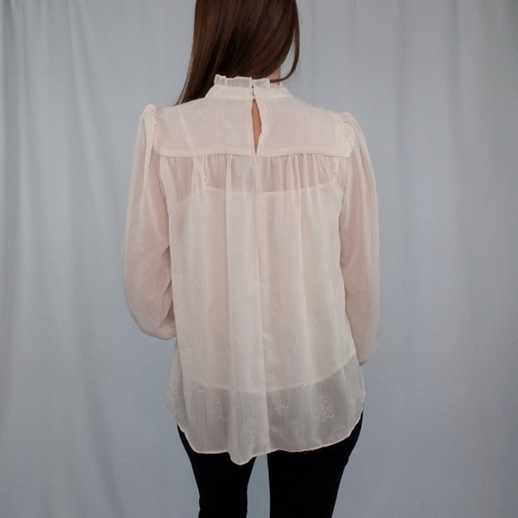 Beige Mock Neck Blouse with Camisole - Picture 4 of 10